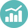 Graph icon to represent increase in exams with advanced imaging modalities