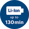 Li-ion, akár 130 perc