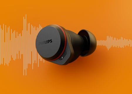 A Philips valódi vezeték nélküli sportfejhallgatók zajkioltásának működését bemutató grafika