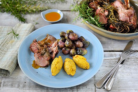 Lamsbout met spruitjes